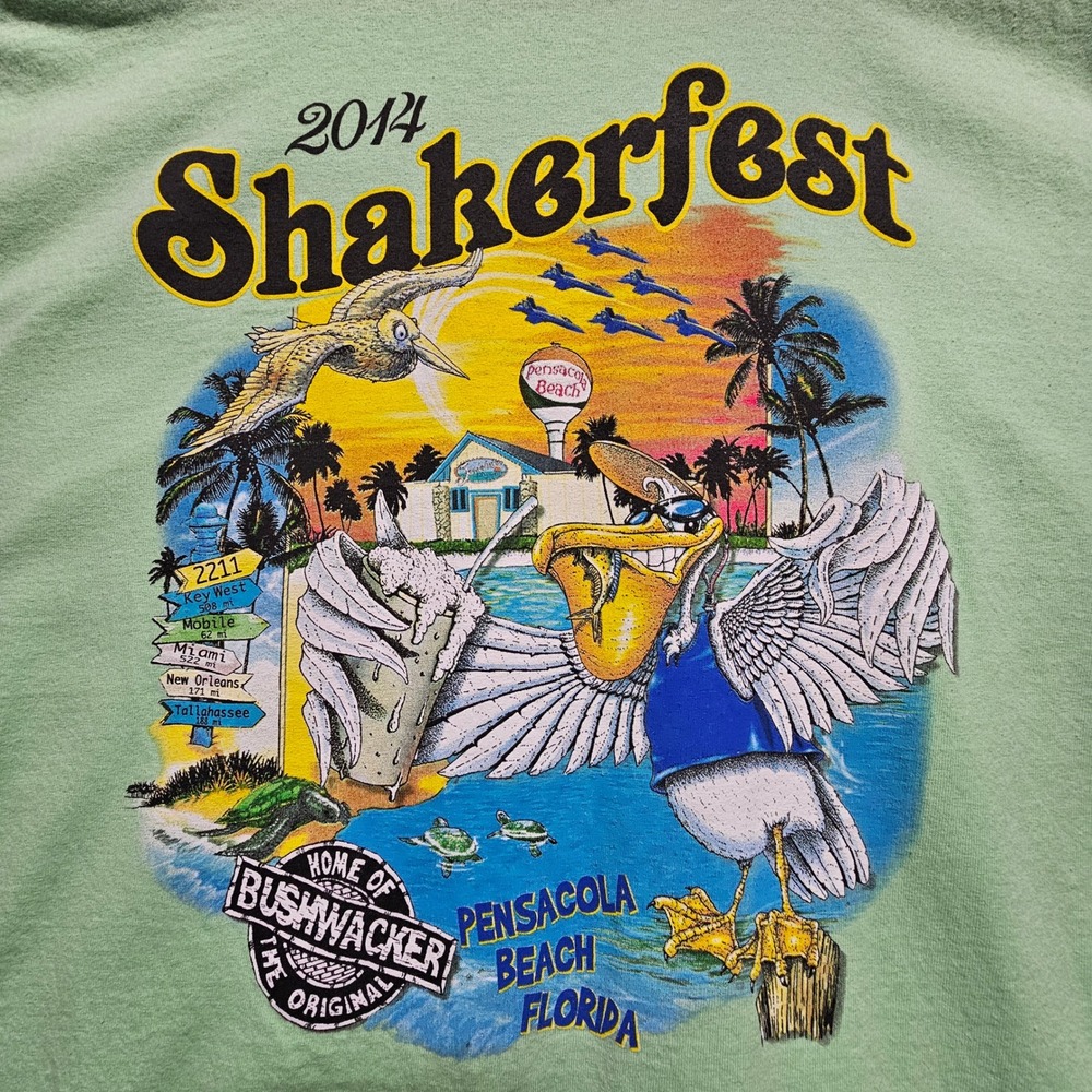 2014 Shakerfest Pensacola Beach Florida T Shirt Men's 2XL Green Gildan Cotton - Picture 4 of 8